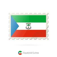 Postage stamp with the image of Equatorial Guinea flag. vector