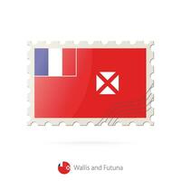 Postage stamp with the image of Wallis and Futuna flag. vector