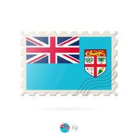 Postage stamp with the image of Fiji flag. vector