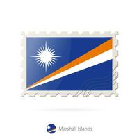 Postage stamp with the image of Marshall Islands flag. vector