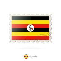 Postage stamp with the image of Uganda flag. vector