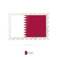 Postage stamp with the image of Qatar flag. vector