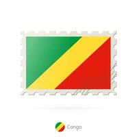 Postage stamp with the image of Congo flag. vector