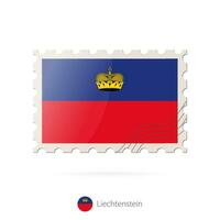 Postage stamp with the image of Liechtenstein flag. vector