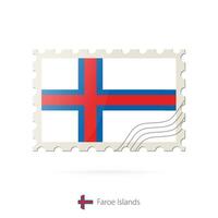 Postage stamp with the image of Faroe Islands flag. vector