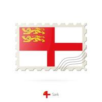 Postage stamp with the image of Sark flag. vector