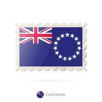 Postage stamp with the image of Cook Islands flag. vector