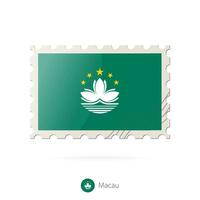 Postage stamp with the image of Macau flag. vector