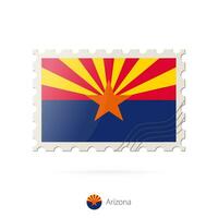 Postage stamp with the image of Arizona state flag. vector