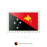 Postage stamp with the image of Papua New Guinea flag. vector