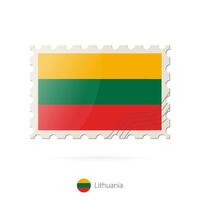 Postage stamp with the image of Lithuania flag. vector