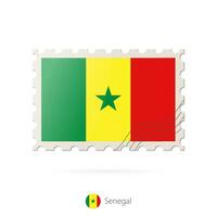 Postage stamp with the image of Senegal flag. vector