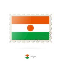 Postage stamp with the image of Niger flag. vector