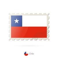 Postage stamp with the image of Chile flag. vector