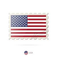 Postage stamp with the image of USA flag. vector