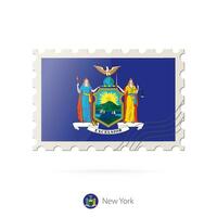 Postage stamp with the image of New York state flag. vector