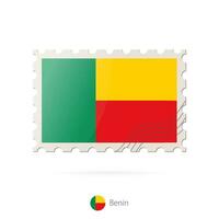 Postage stamp with the image of Benin flag. vector