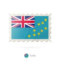 Postage stamp with the image of Tuvalu flag. vector