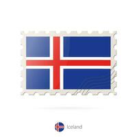 Postage stamp with the image of Iceland flag. vector