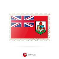 Postage stamp with the image of Bermuda flag. vector