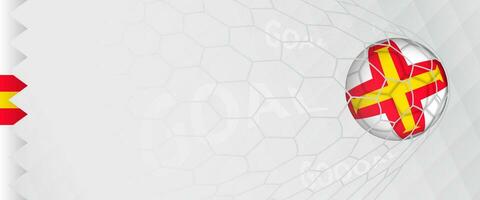 Banner design of a football ball with flag of Guernsey in football net, the goal by national soccer team of Guernsey. vector