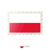 Postage stamp with the image of Poland flag. vector
