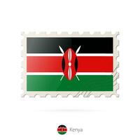 Postage stamp with the image of Kenya flag. vector