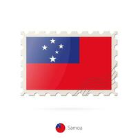 Postage stamp with the image of Samoa flag. vector