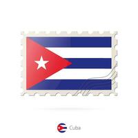 Postage stamp with the image of Cuba flag. vector