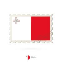 Postage stamp with the image of Malta flag. vector