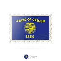 Postage stamp with the image of Oregon state flag. vector