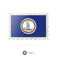 Postage stamp with the image of Virginia state flag. vector