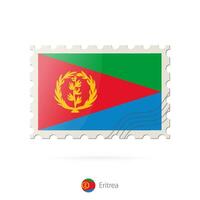 Postage stamp with the image of Eritrea flag. vector