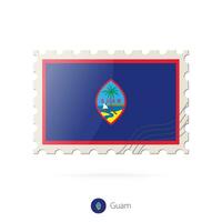 Postage stamp with the image of Guam flag. vector