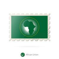 Postage stamp with the image of African Union flag. vector