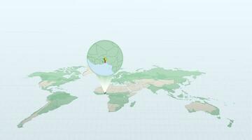 mundo mapa en perspectiva demostración el ubicación de el país benin con detallado mapa con bandera de benín vector