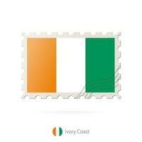 Postage stamp with the image of Ivory Coast flag. vector