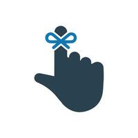 Hand with string, reminder icon vector