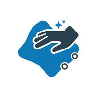 Hand holding a cloth wiping a surface icon, Hand Wiping With A Cloth Icon vector