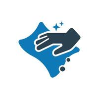 Hand holding a cloth wiping a surface icon, Hand Wiping With A Cloth Icon vector