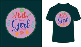 HELLO GIRL - BABY T SHIRT DESIGN vector