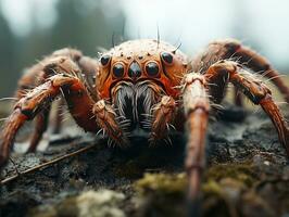 Close-up highly detailed MACRO shot of the spider generative ai photo