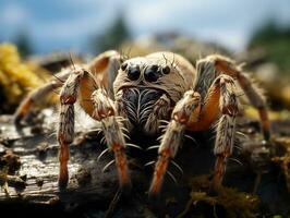 Close-up highly detailed MACRO shot of the spider generative ai photo