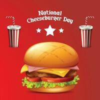 Delicious American Cheeseburger A Hungry Element of Fast Food Art on National Cheeseburger Day, September 18th, USA Flag Vector Design