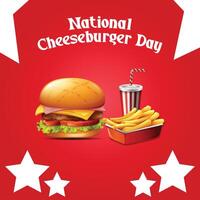 Delicious American Cheeseburger A Hungry Element of Fast Food Art on National Cheeseburger Day, September 18th, USA Flag Vector Design