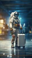 Astronauts travel with luggage. Generative AI photo