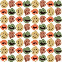 Retro illustration with a melting emoji emoji of the 70s for men, women and children. Seamless vector graphic illustration of distorted smiling elements. Texture for printing on textiles and paper