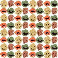 Retro illustration with a melting emoji emoji of the 70s for men, women and children. Seamless vector graphic illustration of distorted smiling elements. Texture for printing on textiles and paper