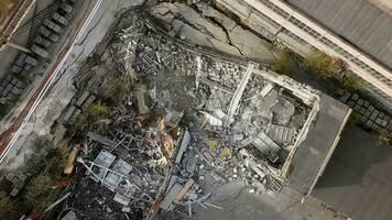 An aerial view of demolished building on a construction site video