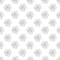 Atomic model seamless pattern. Vector doodle hand drawn illustration on white background. Atomic physics science.